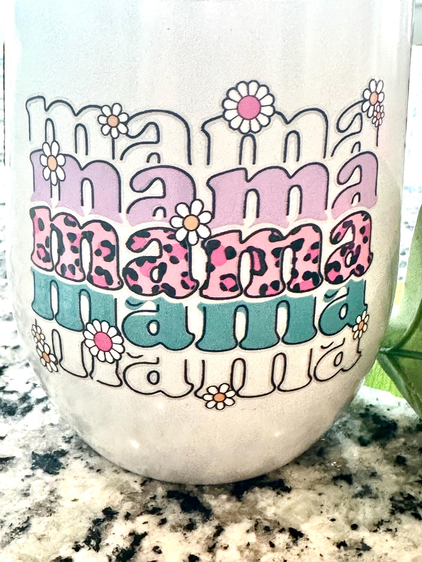 Mama White Glitter Wine Tumbler; Coffee Cup; Stylish Cup; Motivational Gift; Inspirational Tumbler