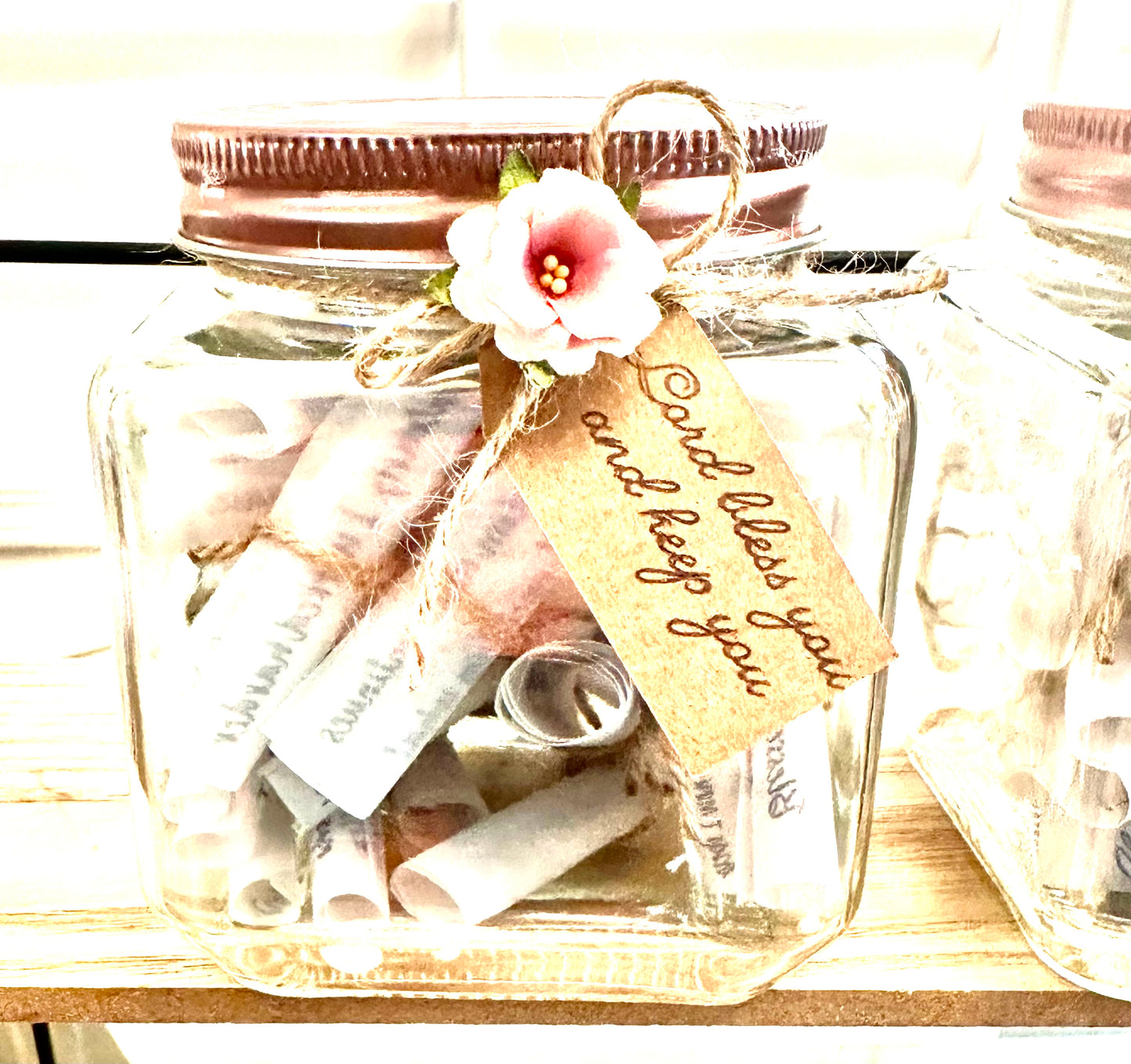 Handmade Jar of God’s Blessings | 30 Encouraging Bible Verses on Vellum Paper | Christian Gift for Inspiration & Faith