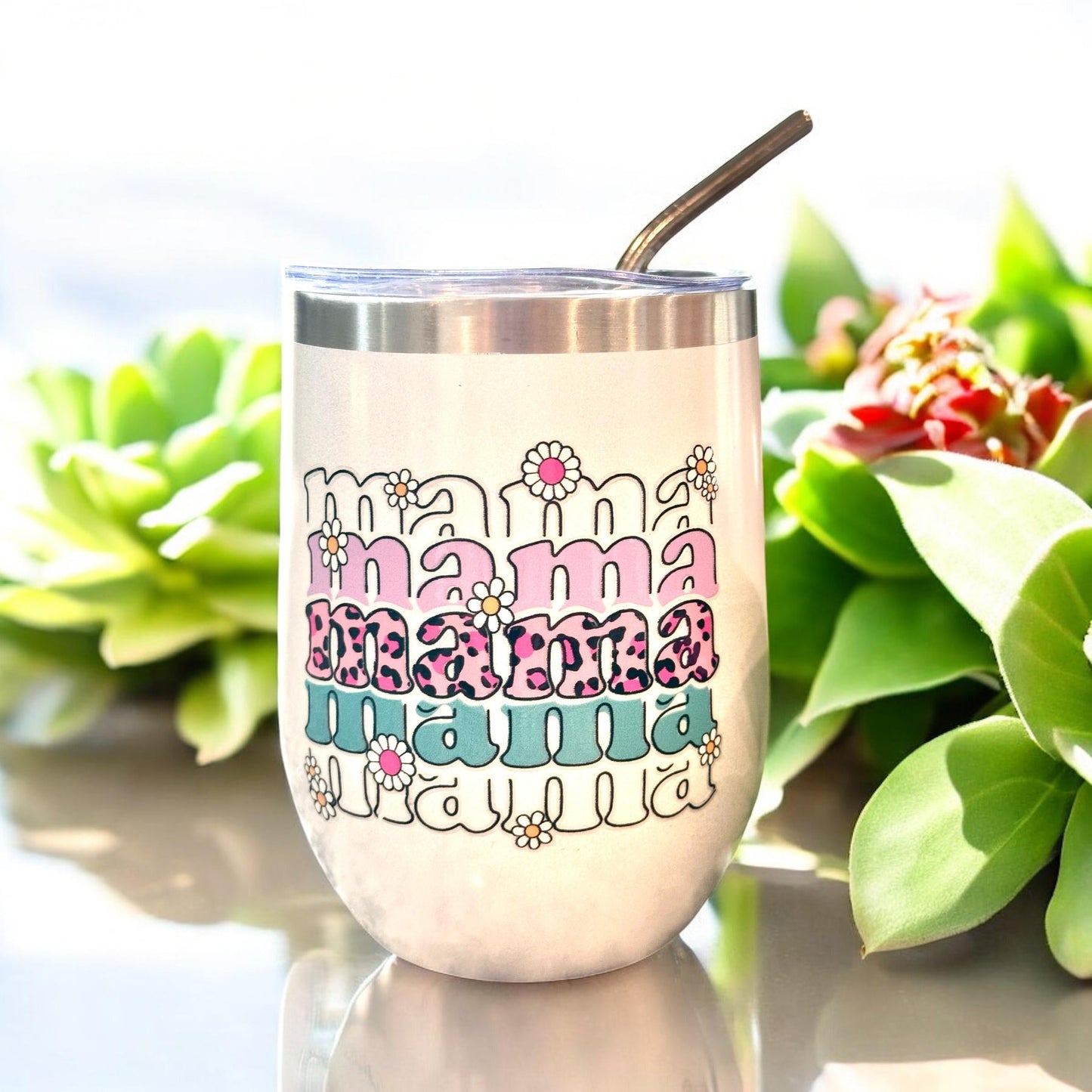 Mama White Glitter Wine Tumbler; Coffee Cup; Stylish Cup; Motivational Gift; Inspirational Tumbler