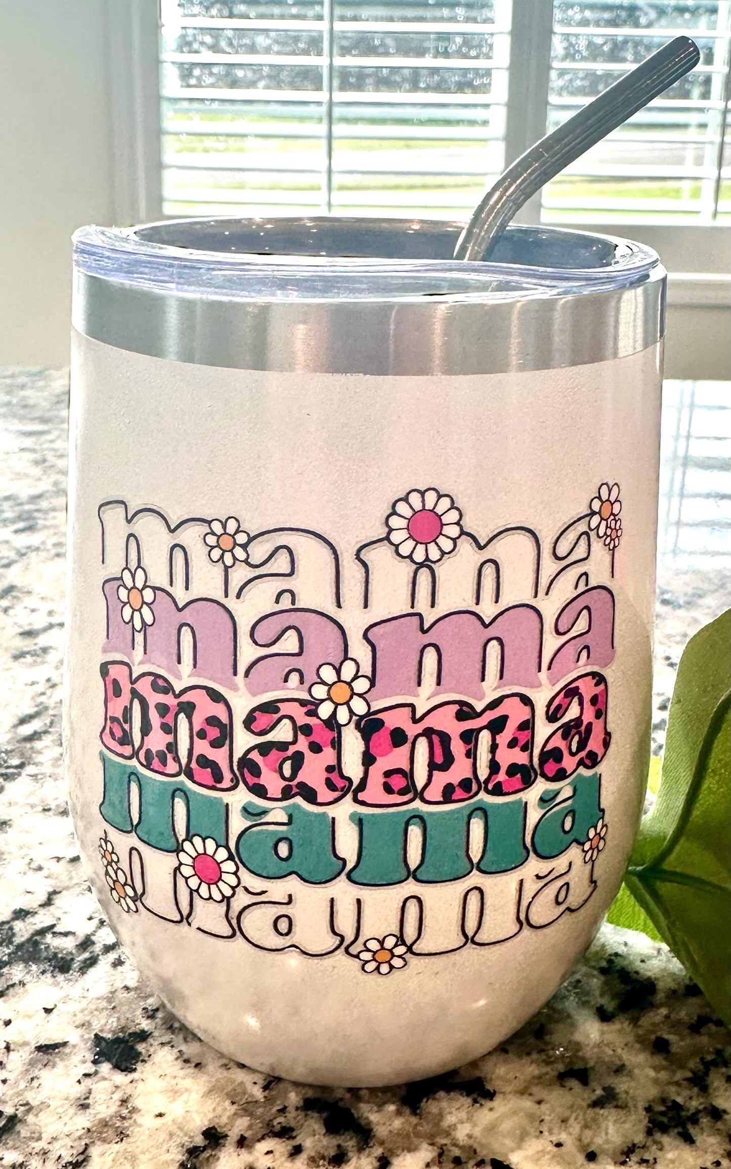 Mama White Glitter Wine Tumbler; Coffee Cup; Stylish Cup; Motivational Gift; Inspirational Tumbler