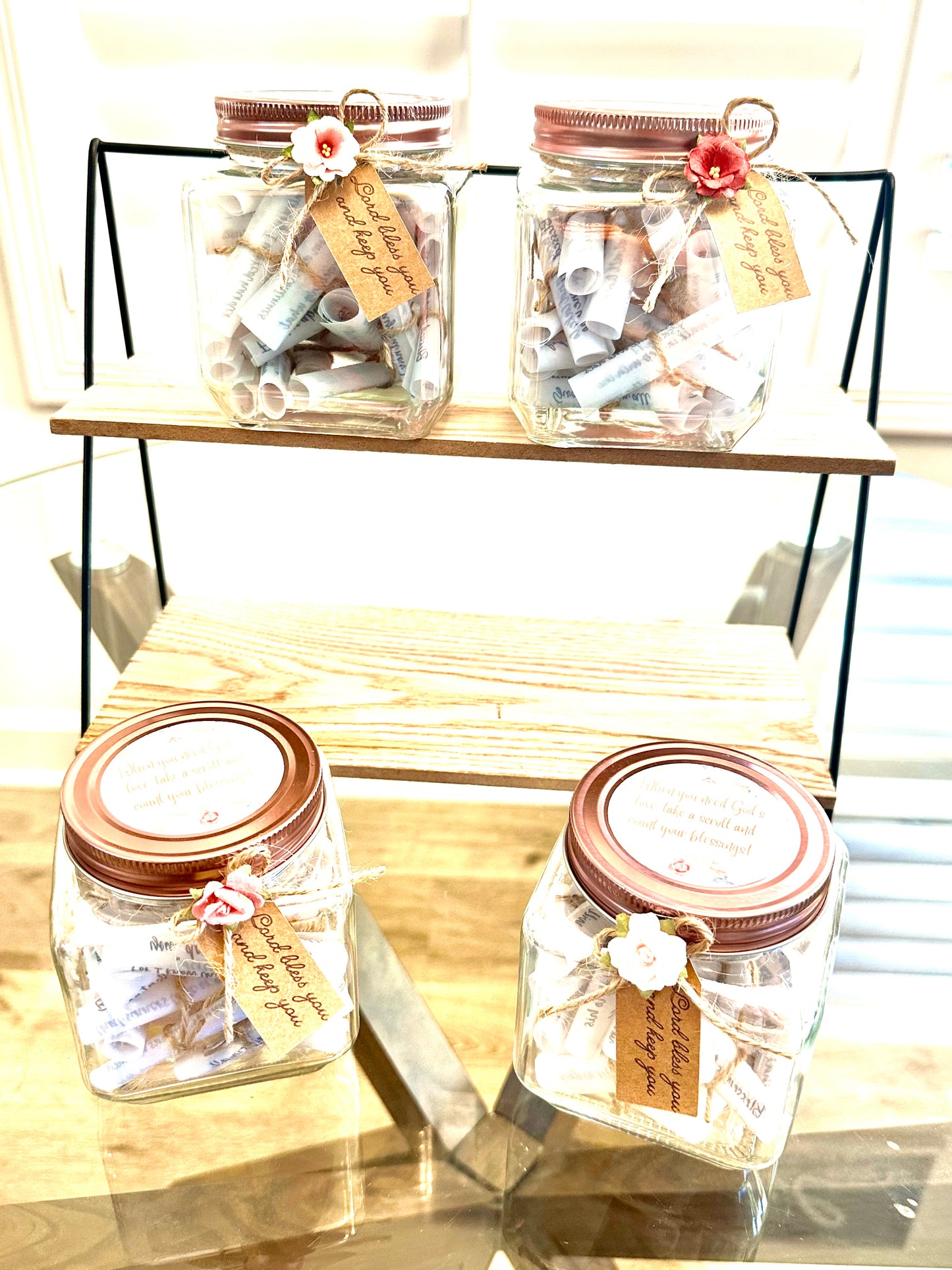 Handmade Jar of God’s Blessings | 30 Encouraging Bible Verses on Vellum Paper | Christian Gift for Inspiration & Faith