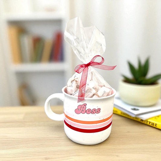 Beautiful Coffee Mug with 45 Inspirational Scrolled Messages “Boss” - Motivational Gift