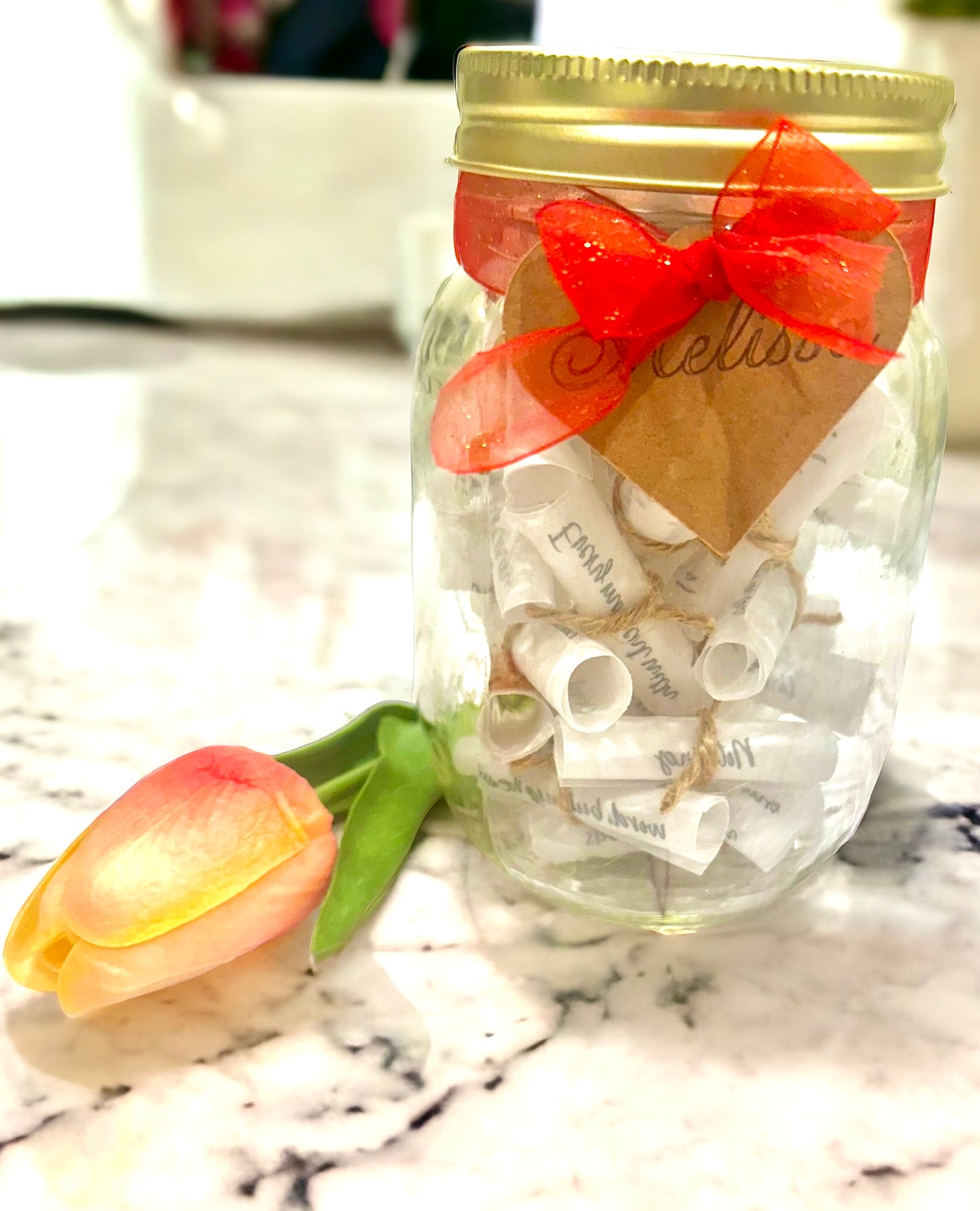 Jar of Love - 30 Love Messages in Glass Jar - Free Personalization