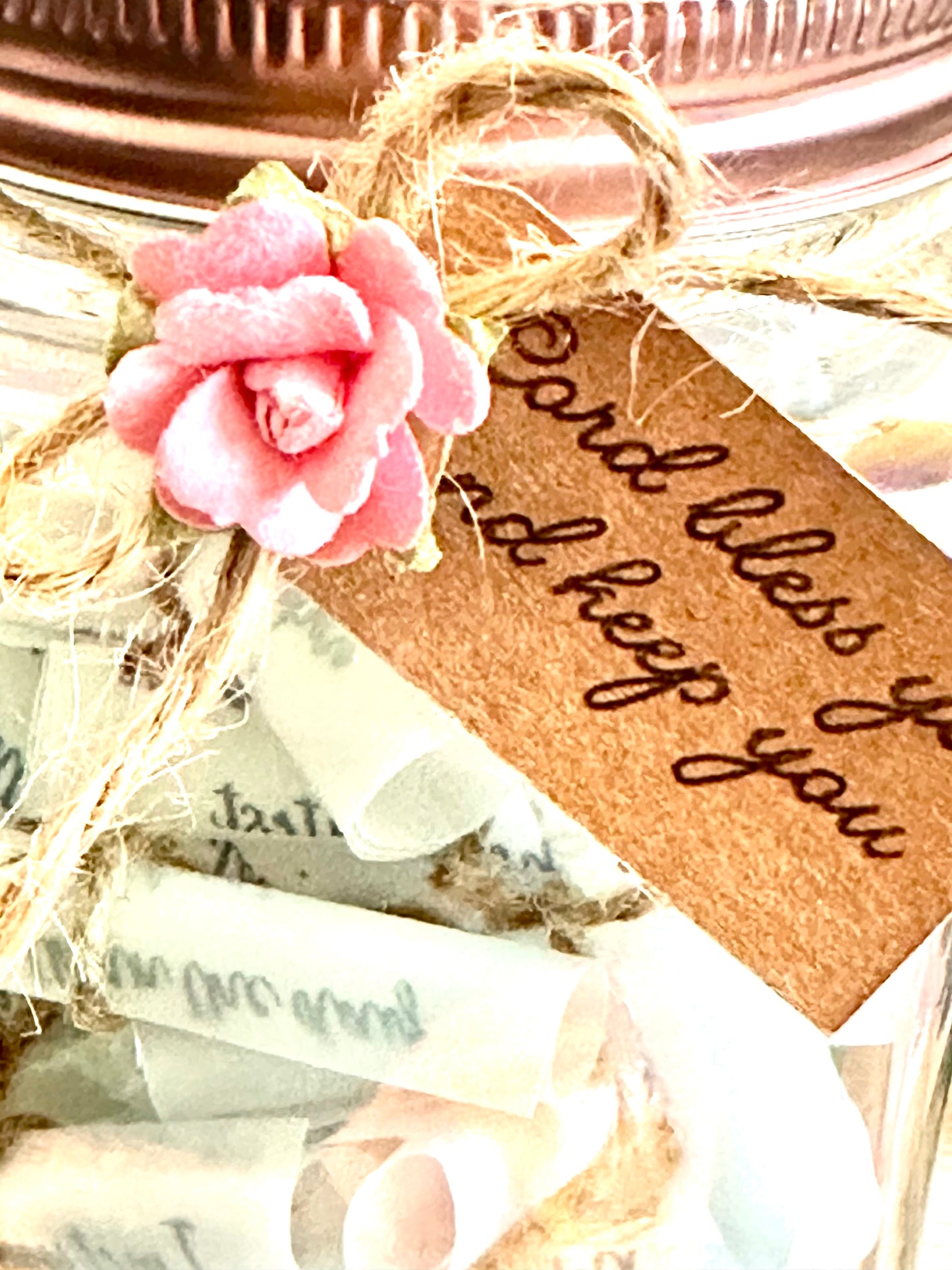 Handmade Jar of God’s Blessings | 30 Encouraging Bible Verses on Vellum Paper | Christian Gift for Inspiration & Faith