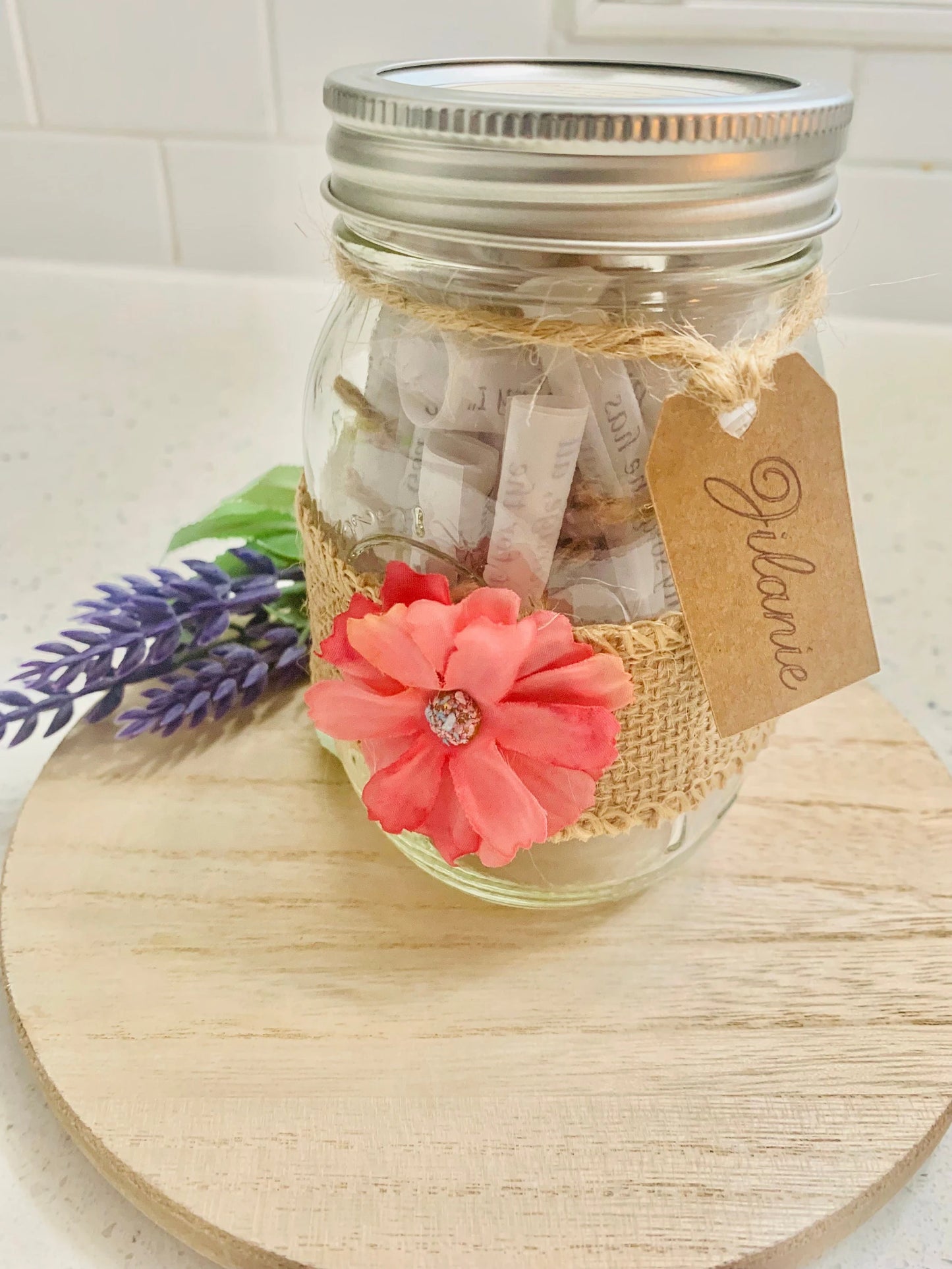 Encouraging, Uplifting Scripture Scroll Messages in Glass Jar - Free Personalization