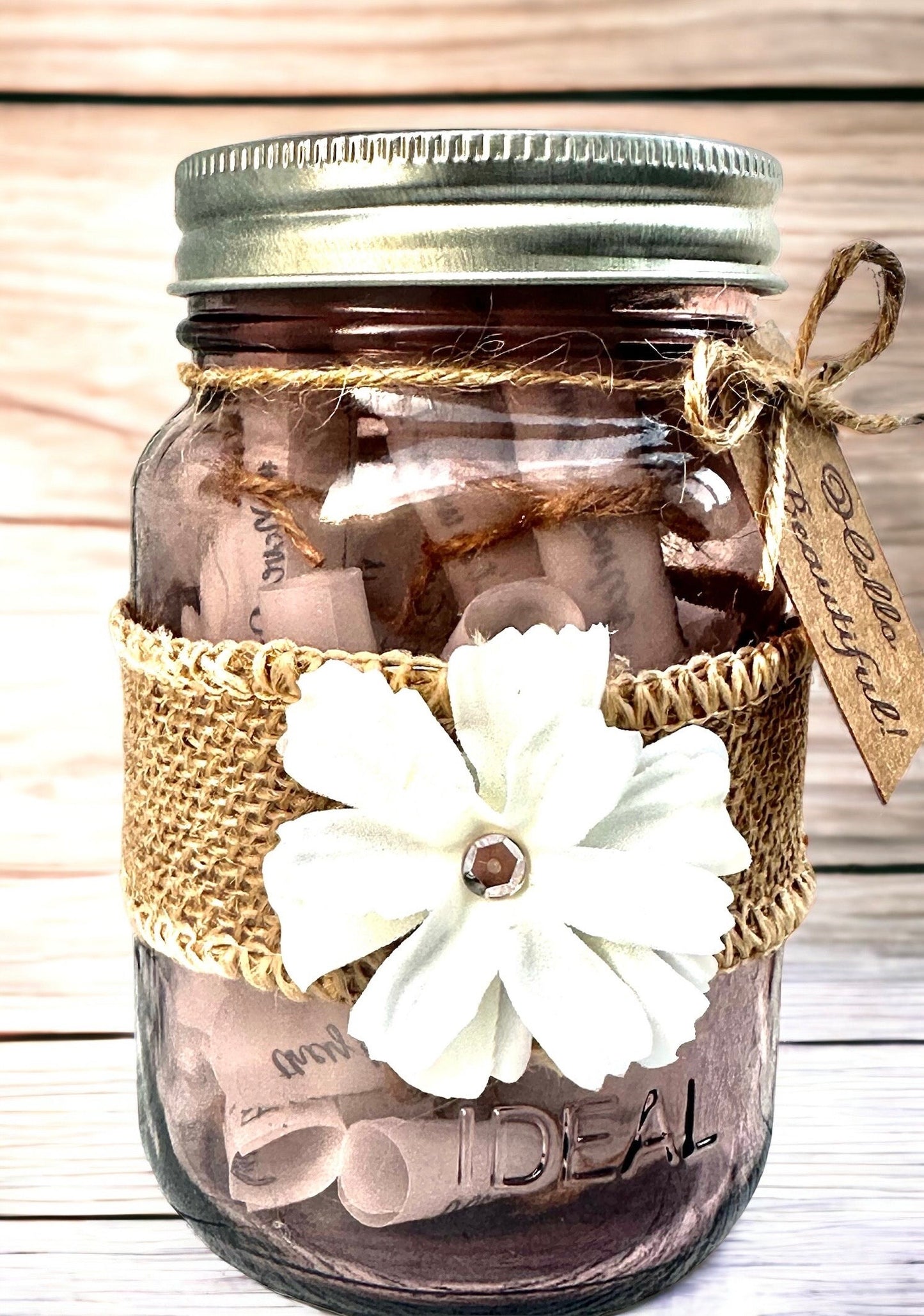 Inspirational Messages in Rose Pink Glass Jar - Free Personalization