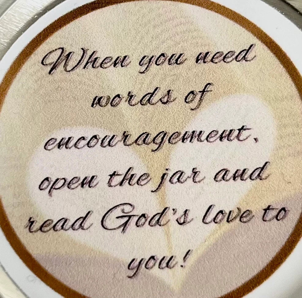 Encouraging, Uplifting Scripture Scroll Messages in Glass Jar - Free Personalization