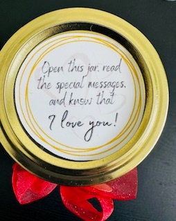 Jar of Love; 30 Scrolls of Beautiful Messages of Love for a Special Someone on Valentine’s Day, Birthday, or Any Gift. Free Personalization