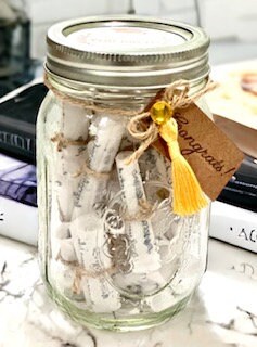 Graduation Jar; Congradulations in Glass Jar; 30 Positive and Encouraging Scrolls for the Graduate! Graduate Gift; Free Personalizat