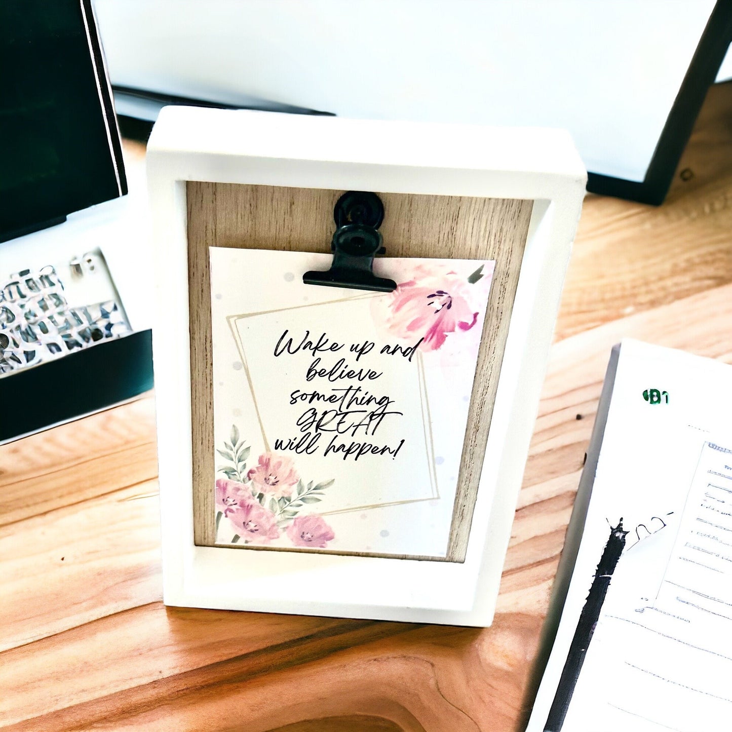 Mini White Frame w/30 Inspirational Messages; Motivational Scrolls that Bring Hope, Love, & Encouragement to Uplift; Gift; Handmade