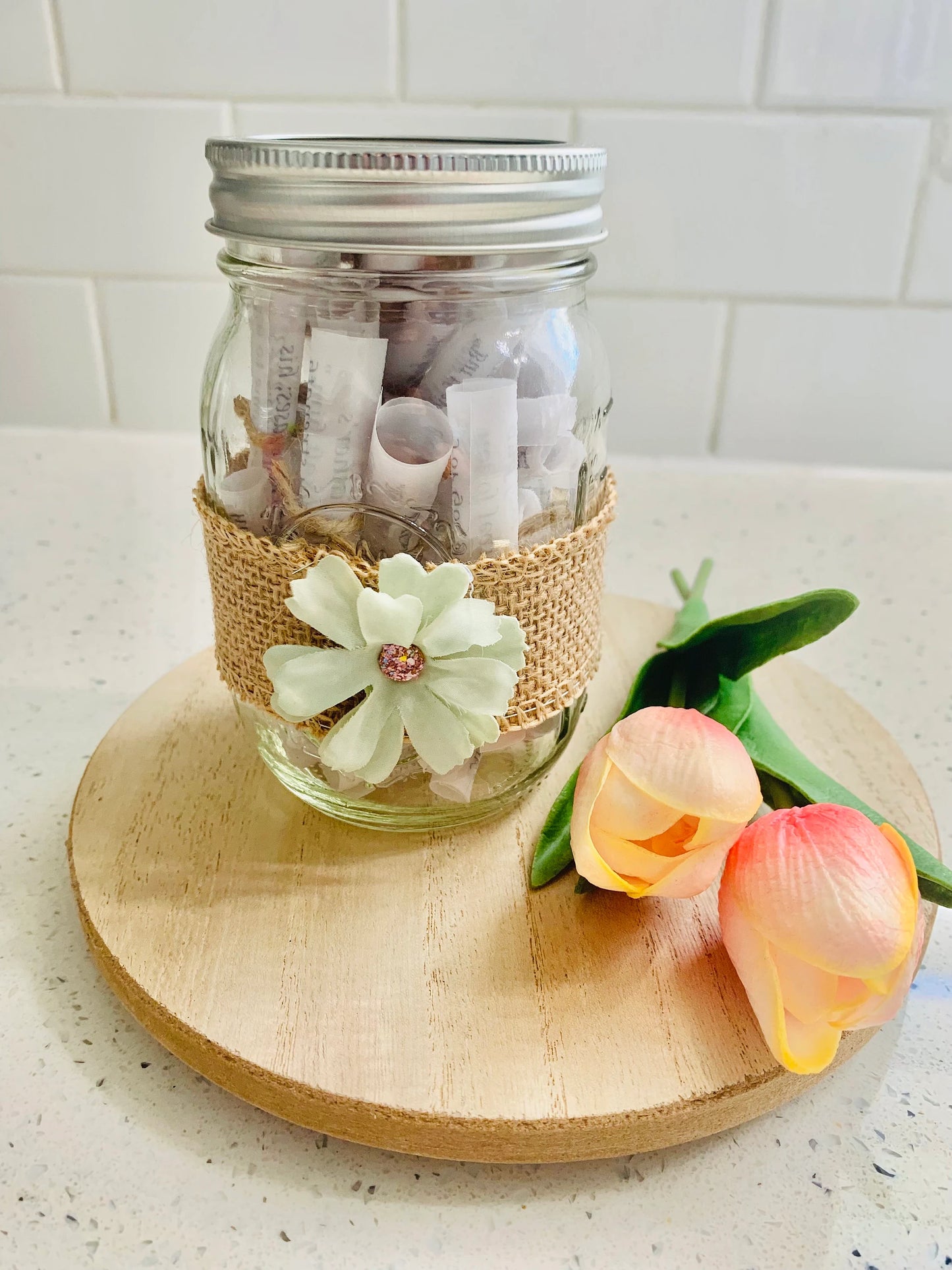 Encouraging, Uplifting Scripture Scroll Messages in Glass Jar - Free Personalization